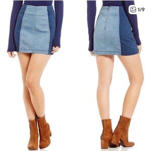Free People Denim Panel Denim Skirt